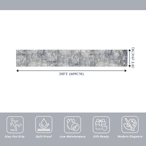 3x20 ft Extra Long Hallway Runner Rug - Non-Slip Washable Floor Runner with Rubber Backing, Modern Low Pile Thin Wide Carpet for Entryway, Kitchen, Living Room（Blue Grey, 3x20）