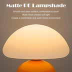 Cute Small Mushroom Lamp, PE Lampshade, Ceramic Base, Adjustable Light Color and Brightness with Power-Off Memory, Safe USB Powered, LED Mushroom Light for Bedroom Living Room (Orange)