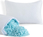 HOMBYS 2 Pcs Extra Firm Bed Pillows for Sleeping, Shredded Memory Foam Pillows Queen Size, for Side, Back, Stomach Sleepers, 40% Viscose Made from Bamboo Cooling Cover