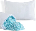 HOMBYS 2 Pcs Extra Firm Bed Pillows for Sleeping, Shredded Memory Foam Pillows Standard Size, for Side, Back, Stomach Sleepers,40% Viscose Made from Bamboo Cooling Cover