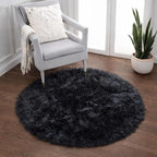M&D Home Essentials Luxury Cloud-Soft Round Fluffy Rug 36 Inch Plush Bedside Accent Rug for Bedroom, Dorm & Cozy Small Spaces, Ultra Soft Faux Fur Feel