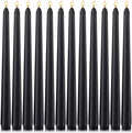 12-Pack Black Taper Candles, 10 Inch Unscented Dripless Candlesticks, Long-Lasting Burn Time of 7-8 Hours, Perfect for Halloween Decor Parties Meditation and Home Ambiance