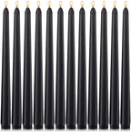 12-Pack Black Taper Candles, 10 Inch Unscented Dripless Candlesticks, Long-Lasting Burn Time of 7-8 Hours, Perfect for Halloween Decor Parties Meditation and Home Ambiance