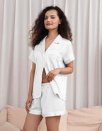 WJing Yi Jia 3Pcs Silk Pajamas Set for Women XS-4XL Satin Pajama Lingerie Pjs Cami Tops Silky Pj Sets Sleepwear Nightwear