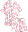 Girls & Womens Satin Pajamas Set, Silk Button-Down Sleepwear 2 Piece Nightwear, 3 Years - Women XXL