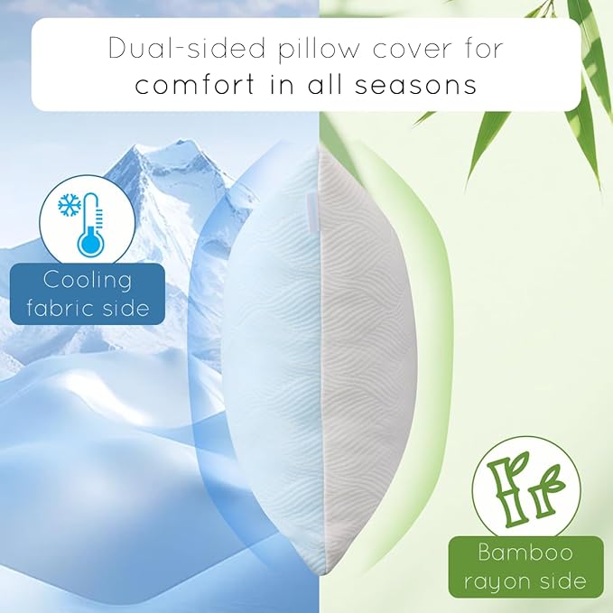 pillosophy Original Adjustable Loft Pillow • Gel-Infused Shredded Memory Foam Fill • Dual-Sided Washable Cooling Cover • Perfect for Back, Side, Stomach Sleepers (Standard Size, 1-Pack)