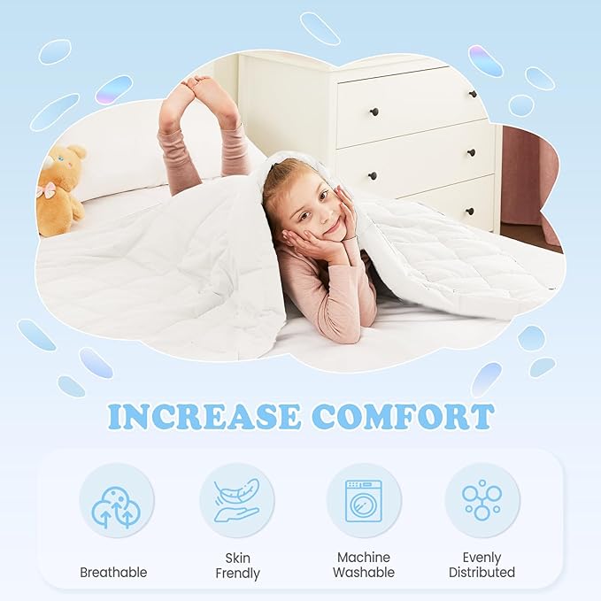 HOSUKKO Weighted Blanket - 10 lbs White Heavy Blanket - Breathable Blanket(50 * 60 inches, 10 lbs)