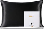 ZIMASILK 100% Pure Mulberry Silk Pillowcase for Hair and Skin Health,Soft and Smooth,Both Sides Premium Grade 6A Silk,600 Thread Count,with Hidden Zipper,1pc(Standard 20''x26'',Black)
