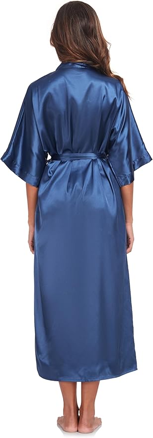 Womens Long Silky Robe Satin Kimono Robes Silk Bathrobe for Wedding Party Full Length Dressing Gown