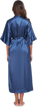 Womens Long Silky Robe Satin Kimono Robes Silk Bathrobe for Wedding Party Full Length Dressing Gown
