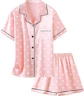 Girls & Womens Satin Pajamas Set, Silk Button-Down Sleepwear 2 Piece Nightwear, 3 Years - Women XXL