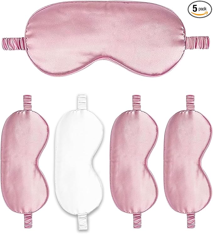 Sleep Masks 5PACK Silk Eyes Cover Satin Eye Mask Silky Blackout Soft Blindfold Sleeping Eyeshades Covers Bridesmaid Gifts
