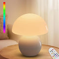 KARTOOSH Cordless Cute Mushroom Lamp with Remote Control, 9 RGB, Cordless Lamps for Tables, 3 Color Temperature, Stepless Dimmable, Timer, Memory, Unique Aesthetic Home Decor for Living Room (White)