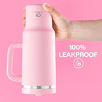 40 oz Tumbler with Handle and Straw: Stainless Steel Insulated Tumbler Keeps Cold for 24 Hours, Leakproof Travel Cup Fits in Cup Holder and BPA-Free, Cotton Candy