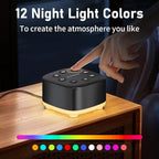 Meditation White Noise Sound Machine 30 Soothing Sounds with 32 Volume Control 12 Night Light 5 Timers Portable Sleep Machine for Travel Powered by AC or USB Sleep Therapy for Baby Kids Adults (Black)