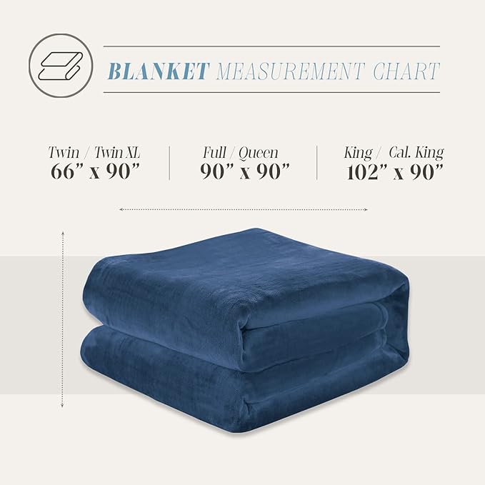Elegant Comfort Luxury Velvety Feel Blanket, All-Season Lightweight Blanket, Ultra Plush, Soft, Cozy-Fuzzy Flannel Fleece for Couch, Sofa, Bed, Travel, Solid Design, Twin/Twin XL, Navy Blue