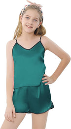 Girls & Women Silk Pajamas Set Satin Camisole Sleepwear 2 Piece Pjs, 3 Years - Women XXL