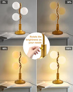 Lightdot Mid Century Globe Table Lamp Dimmable Modern 3 Lights Gold Desk Lamp 3000K Warmwhite Bedside Table Lamp for Bedroom Living Room Study Room(G9 Bulbs Included)