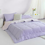 COTTEBED Reversible Softness Pink Purple Twin Comforters Sets for Girl Kids College Dorm, Cute Jersey Knit Lightweight Breathable Fluffy Cozy Comfy Bed Down Comforter Quilt for All Season Twin/Twin XL