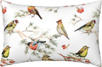 Silk Like Pillowcase for Hair and Skin Watercolor Forest Birds Floral 1 Pack Satin Pillowcase with Hidden Zipper Soft Breathable Smooth Cooling Pillow Cover Queen Size for Bedroom Sofa 20”x30”