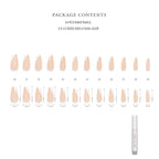Hypnaughty 24 Pcs Paris Classy French Coffin Press On Nails with Design and Glue Medium Long Fake Nails Nude Pink and White Asymmetrical French Tip Glue On Nails Full Cover (Paris)