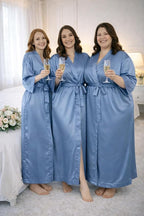 Silk Robes for Women Ankle Length Satin Kimono Robes with Belt Bridemaids Sleepwear Bachelorette Nightgown