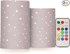 Childish Star and Moon Grey Peach Decorative Flickering Candles with Remote Electronic Lights Mystique with Timer for Party Valentine Battery Operated