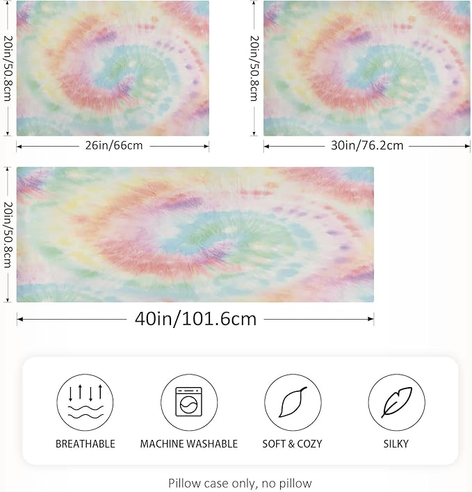 Satin Pillowcase for Hair and Skin, Tie Dye Silk Pillowcase Soft and Cozy Body Pillow Covers, Queen Size Satin Pillow Cases with Envelope Closure(20x30 Inch), 1PC
