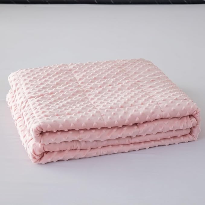 Weighted Blanket with Minky Duvet All Season,Reversible Soft Heavy Weighted Blanket for Adult Pink(7lb,40in*60in)