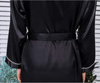 Mens Satin Robe,Silk Long Sleeve House Kimono Bathrobe,Soft Loungewear Dragon Robe