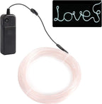 JIGUOOR EL Wire Battery Pack 9.8ft / 3m Bright Neon Light Strip 360° Illumination Neon Tube Rope Lights for DIY, Festival, Party Decoration, Pub, Halloween, Chrismas (9.8ft / 3m, White)