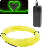 JIGUOOR EL Wire Battery Pack 16.4ft / 5m Bright Neon Light Strip 360° Illumination Neon Tube Rope Lights for DIY, Festival, Party Decoration, Pub, Halloween, Chrismas (16.4ft / 5m, Fluorescent Green)
