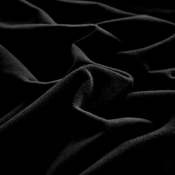 Luxlovery Black Velvet Comforter Set Cal King Men Plush Fluffy Black Bedding Set California King Minimalist Bedding Set Solid Modern Blanket Quilts Winter Warm Flannel Comforter Set
