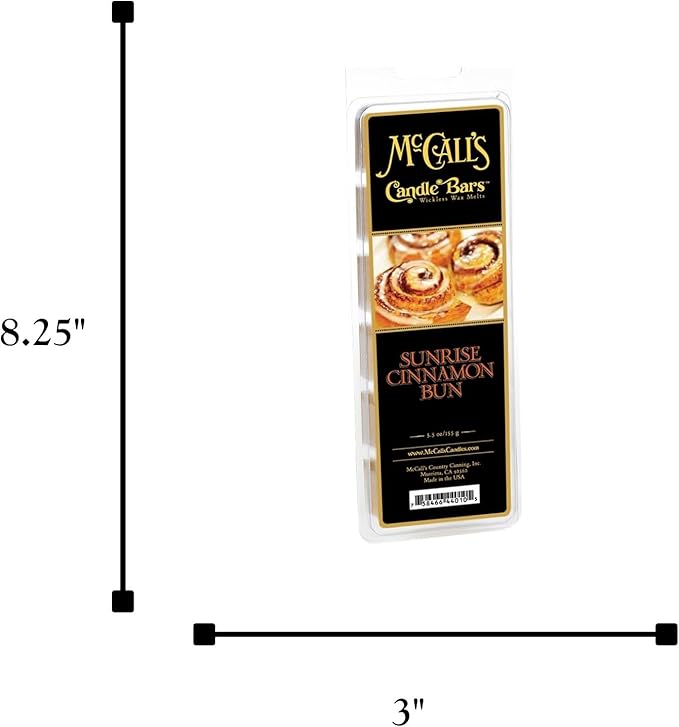 McCall’s Candles | Sunrise Cinnamon Bun | Scented Wax Melt | Warm Cinnamon Roll, Icing & Morning Magic | 6-Piece Break-Apart Bar | 12–24 Hours Per Wedge | Poured in the USA | 5.5 oz