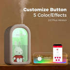 Mipow X Miffy Cool Mist Humidifier - Ultrasonic Quiet Humidifiers, Mini Cute Humidifier with Night Light, 380ml Humidifiers for Bedroom，App-Controlled RGB Light (2.0 Plus-Version) - Pink