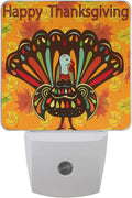 Plug in Night Light Lamp, Happy Thanksgiving Beautiful Colorful Ethnic Turkey Bird Autumn Dusk to Dawn Sensor LED Nightlight Smart Automatically Lights Bedroom, Bathroom, Kitchen, Hallway, Stairs, Ene