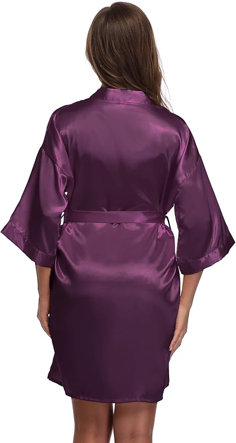 Women's Satin Short Robe Bridesmaid Bride Wedding Party Robes Silky Sleepwear Loungewear