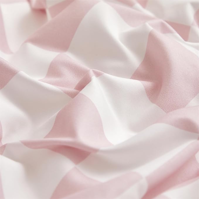 CLOTHKNOW Pink White Plaid Twin Comforter Set 3Pcs Grid Bedding Comforter Sets Soft Checker Comforters with 2 x Pillow Cases