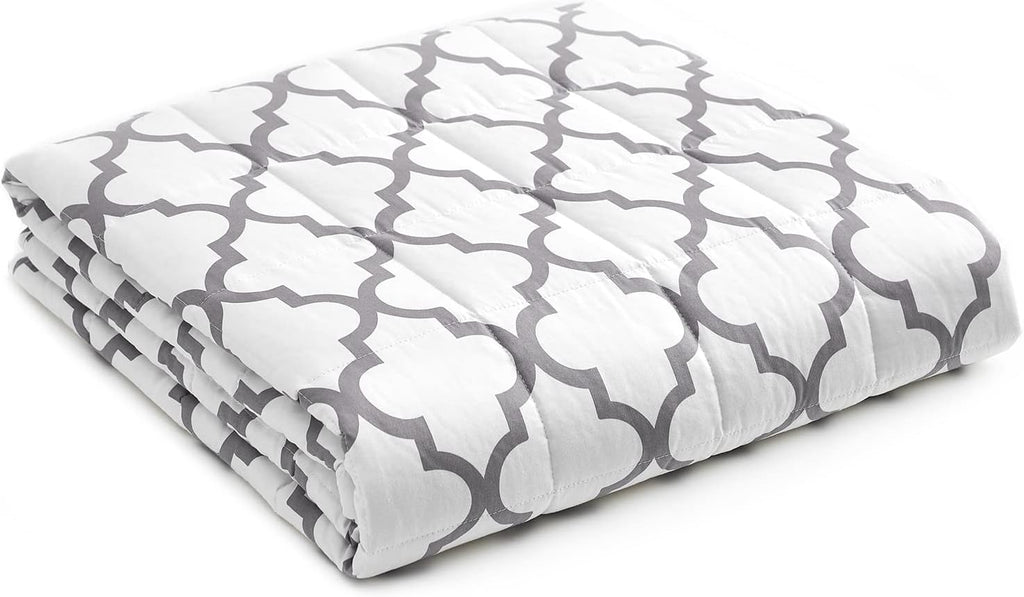 YnM Weighted Blanket,Heavy 100 Percent Oeko-Tex Certified Cotton Material, Bed Blanket for One Person of 160lbs, Ideal for Queen/King Bed (60x80 Inches, 17 Pounds, Lattice Scroll)