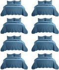 IR Imperial Rooms 8 Pack California King Quilt Bedding Set (118"x106") - Bulk Wholesale for Hotels, Guest Bedroom & Airbnbs - Lightweight Microfiber Reversible Embossed Quilts Bedspread (Light Blue)