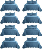 IR Imperial Rooms 8 Pack California King Quilt Bedding Set (118"x106") - Bulk Wholesale for Hotels, Guest Bedroom & Airbnbs - Lightweight Microfiber Reversible Embossed Quilts Bedspread (Light Blue)
