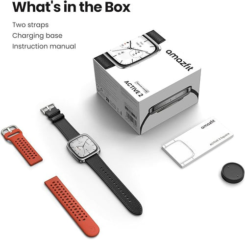 Amazfit Active 2 Premium Smart Watch Fitness Tracker (Square) for Android & iPhone, 10 Day Battery, Water Resistant, GPS Maps, Heart & Sleep Monitor, HYROX Mode, Sapphire Glass, Leather + Sport Strap