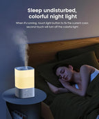 Pharata Humidifiers for Bedroom Home, 3.5L Top Fill Air Cool Mist Humidifiers for Baby Large Room Indoor Plants Nursery, Night Light, White