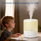 Megawise Cool Mist Humidifier with Top Refill Design, 2L Capacity, High Mist Output, No Leakage, and 7 Color Night Light