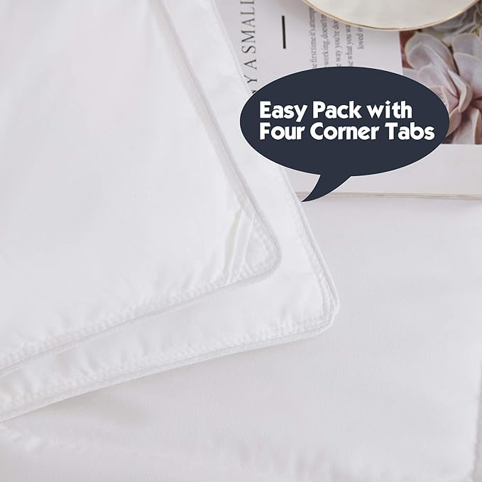 HIG 3pc Down Alternative Comforter Set - All Season Reversible Comforter with Two Shams - Quilted Duvet Insert with Corner Tabs - Box Stitched - Breathable, Soft, Fluffy(King/Cal King, Pure White)