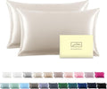 Silk Pillow Cases 2 Pack,Soft Breathable and Sliky Queen Size Pillow Cases Set of 2,Natural Mulberry Silk Pillowcase Set of 2 for Hair and Skin with Hidden Zipper (Beige,20"X 30",2pcs)