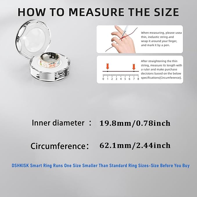 Smart Ring for Women & Men, Fitness Tracker with Heart Rate, SpO2, Blood Pressure & Sleep Monitoring, IP68 Waterproof, Long Battery Life, No Monthly Fees, for iPhone Android (10#&Floral)