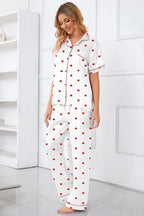 Umeyda Girls Womens Pajamas Set, Satin Silky Button Down Loungewear 2 Piece Short Sleeve Pants PJS Sets for Mommy Kids