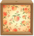 Wood Night Light Box 6.5x6.5in,Summer Fruit Pink Honey Peach Table Lights Wooden Picture Frame with USB Rechargeable Touch LED Lights for Home Decor Desktop Display,Watercolor Plants