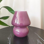 Mushroom Lamp,Glass Mushroom Bedside Table Lamps Purple Translucent Murano Vintage Style Striped Small Nightstand Desklamp Swirl Light for Home Decor, Dining, Living, Bedroom, Gift (Stripe Purple)